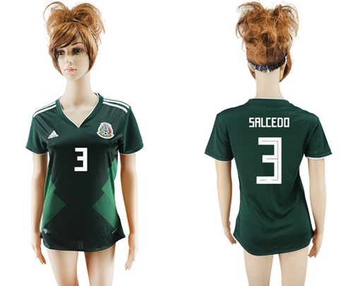 Women's Mexico #3 Salcedo Home Soccer Country Jersey